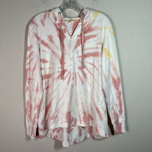 Jane and Delancey Tops - Jane And Delancey Pink White Tie Dye Pullover Hoodie Sweatshirt Womens Sz Medium
